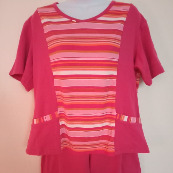 🎁 FREE GIFT INCLUDED 🎁NWOT Cotton Set Pants+Striped Blouse Tee Shirt w/Pockets - Picture 9 of 15
